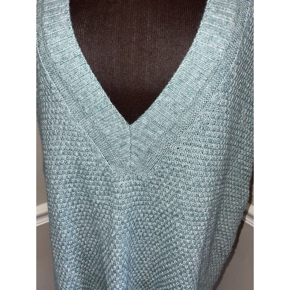 J. Jill Blue Women's XL V-Neck Sleeveless Knit Sweater‎ Vest Cottagecore Coastal